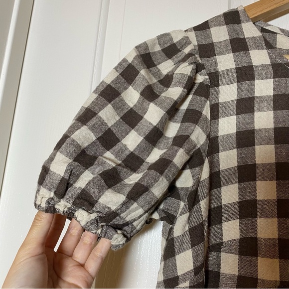 Rylee + Cru NWT Linen Marley Charcoal Checkered Gingham Babydoll Mini Dress XS - Picture 3 of 14